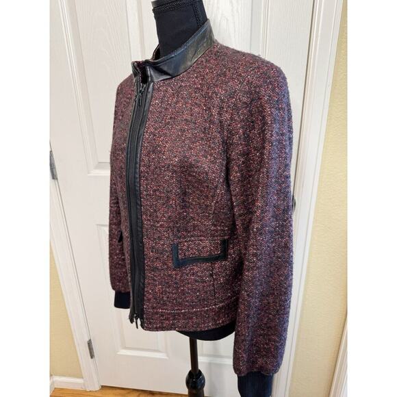 WORTH New York Wool Jacket Blazer Tweed Womens 12 Full Front Zipper Ribbed Cuffs - Picture 7 of 10